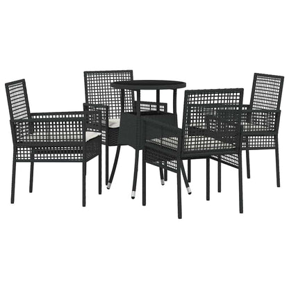 Set da Pranzo per Giardino 5 pcs Nero polyrattan | homemem39