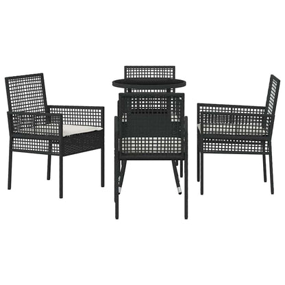 Set da Pranzo per Giardino 5 pcs Nero polyrattan | homemem39