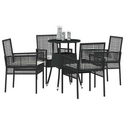 Set da Pranzo per Giardino 5 pcs Nero polyrattan | homemem39