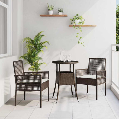Set da Pranzo per Giardino 3 pcs Marrone polyrattan | homemem39