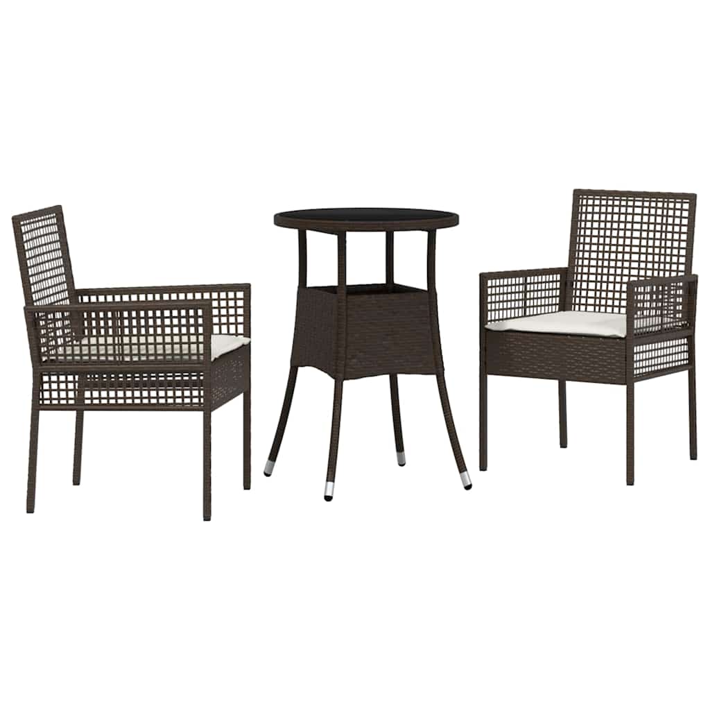 Set da Pranzo per Giardino 3 pcs Marrone polyrattan | homemem39