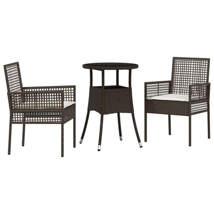 Set da Pranzo per Giardino 3 pcs Marrone polyrattan | homemem39