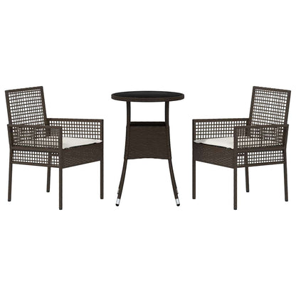 Set da Pranzo per Giardino 3 pcs Marrone polyrattan | homemem39