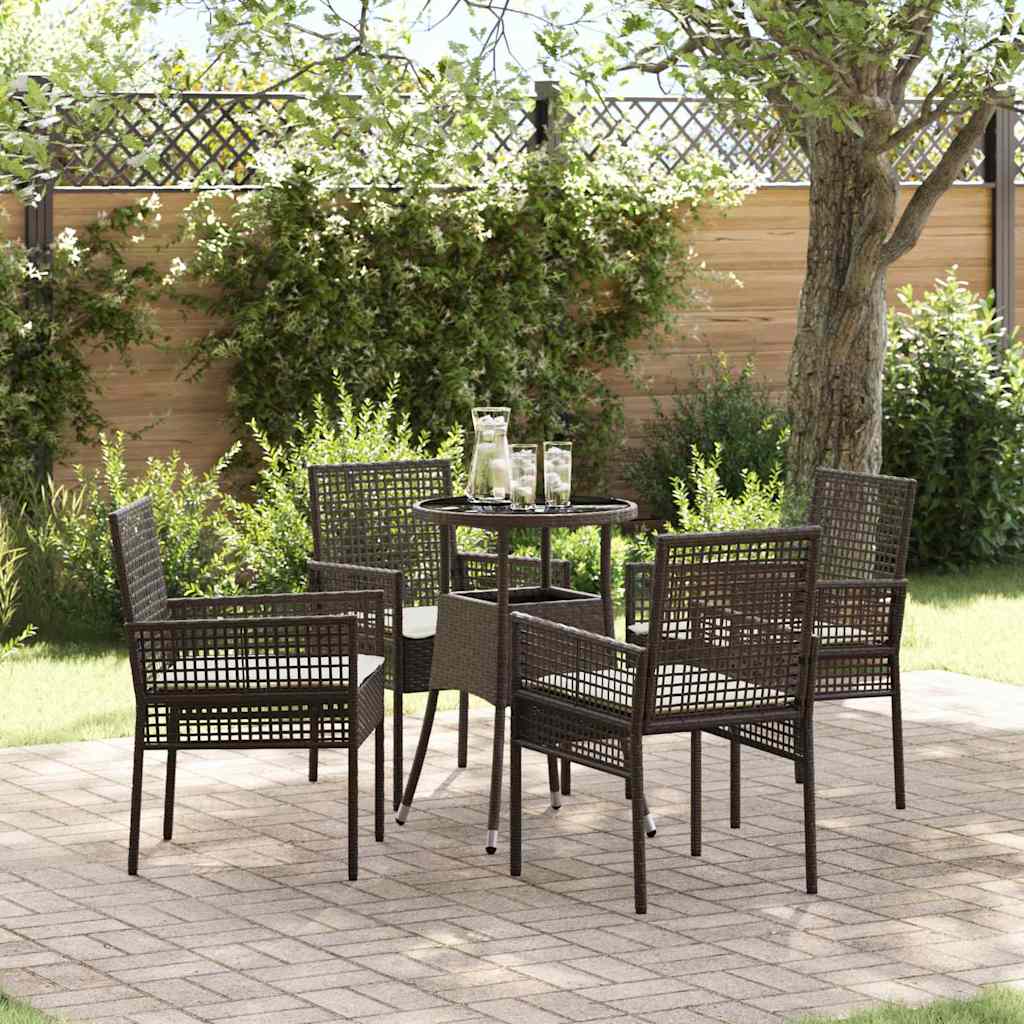 Set da Pranzo per Giardino 5 pcs Marrone polyrattan | homemem39