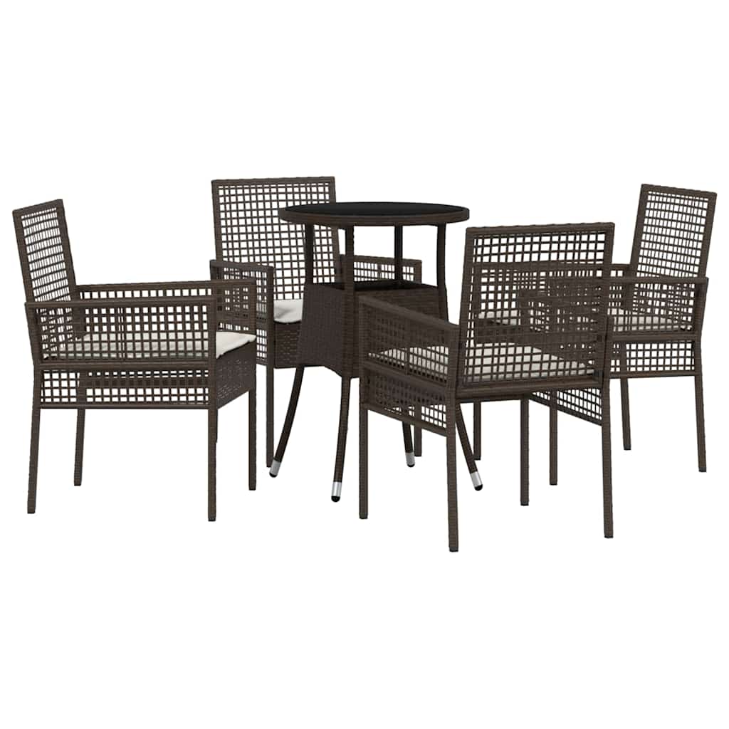 Set da Pranzo per Giardino 5 pcs Marrone polyrattan | homemem39