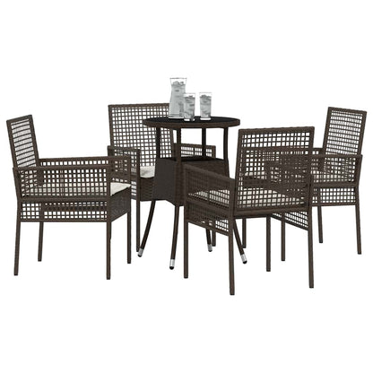 Set da Pranzo per Giardino 5 pcs Marrone polyrattan | homemem39