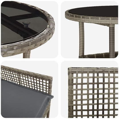 Set da Pranzo per Giardino 3 pcs Grigio polyrattan | homemem39