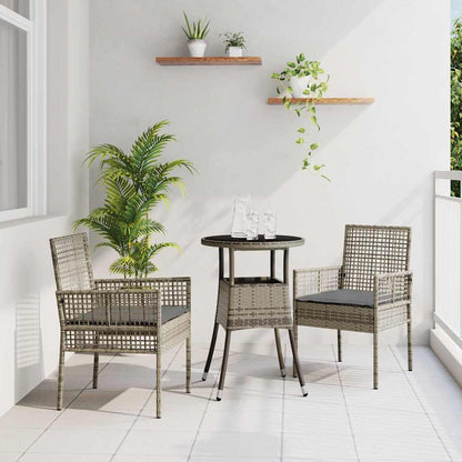 Set da Pranzo per Giardino 3 pcs Grigio polyrattan | homemem39