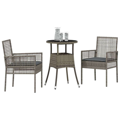 Set da Pranzo per Giardino 3 pcs Grigio polyrattan | homemem39
