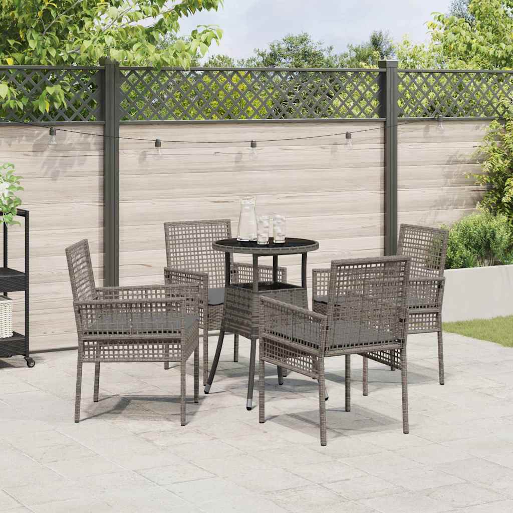 Set da Pranzo per Giardino 5 pcs Grigio polyrattan | homemem39