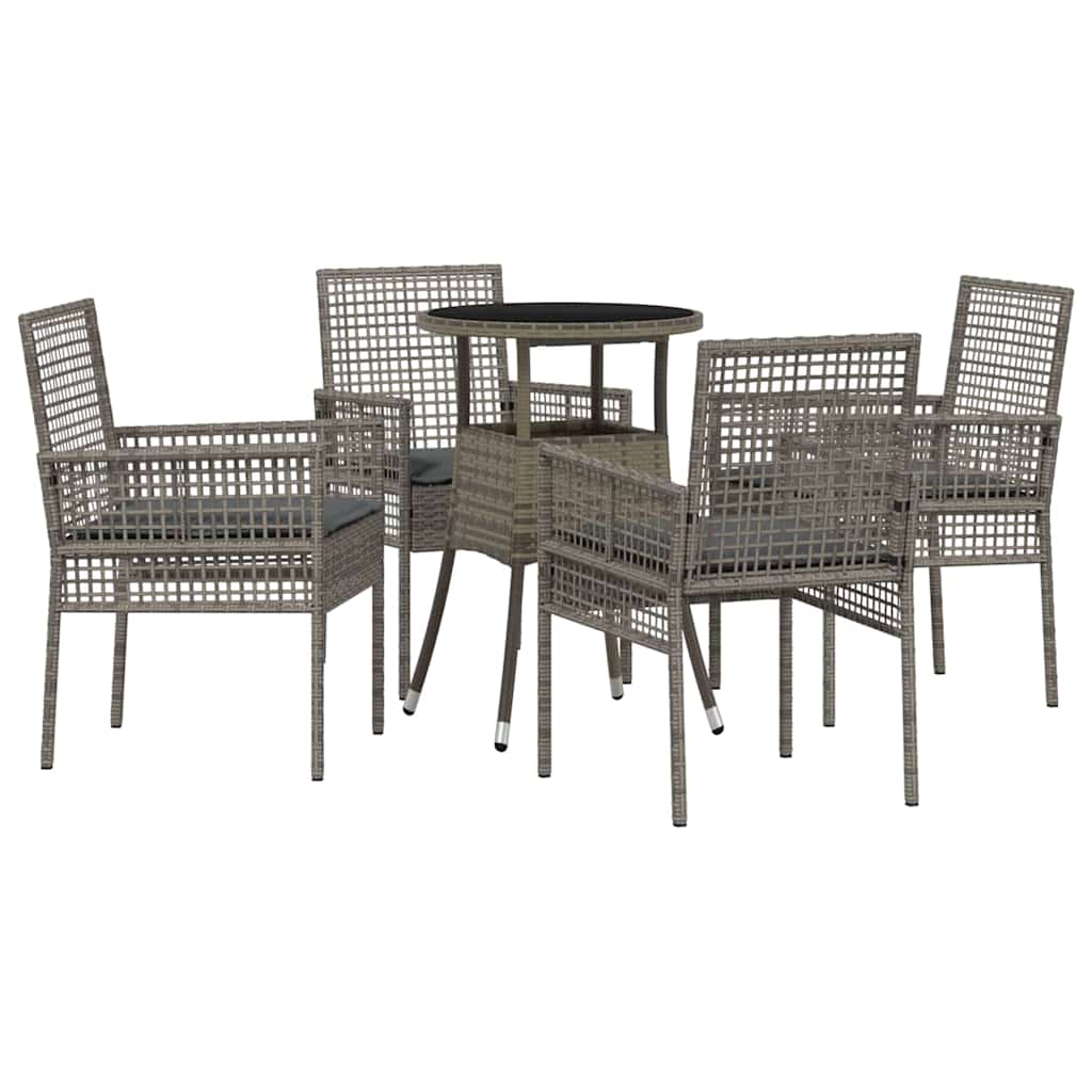 Set da Pranzo per Giardino 5 pcs Grigio polyrattan | homemem39