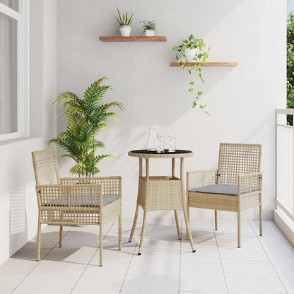 Set da Pranzo per Giardino 3 pcs Beige polyrattan | homemem39