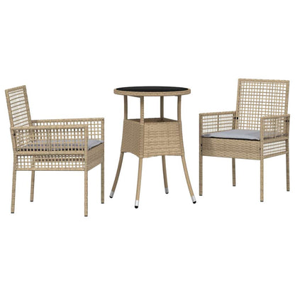 Set da Pranzo per Giardino 3 pcs Beige polyrattan | homemem39