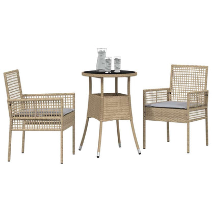 Set da Pranzo per Giardino 3 pcs Beige polyrattan | homemem39