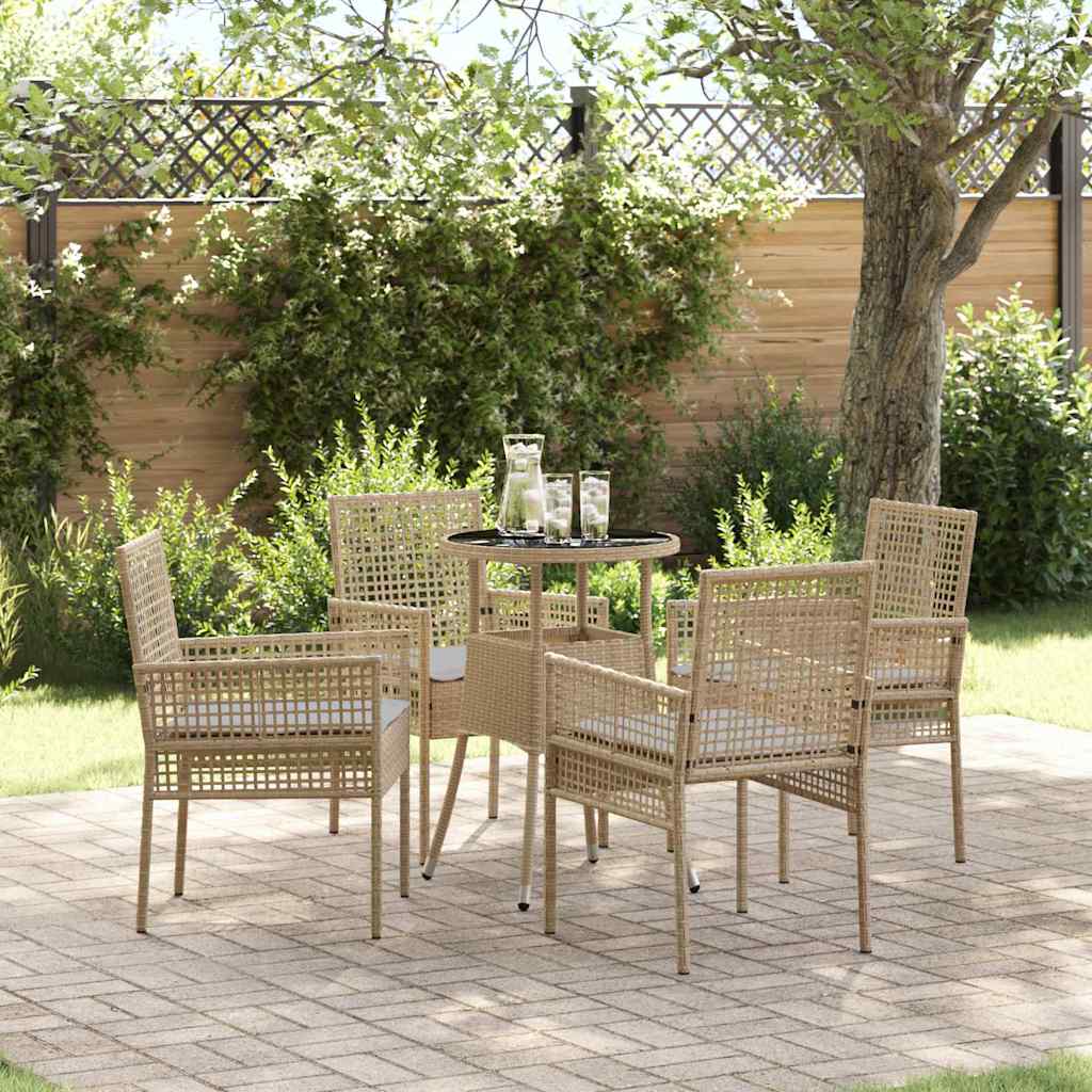 Set da Pranzo per Giardino 5 pcs Beige polyrattan | homemem39