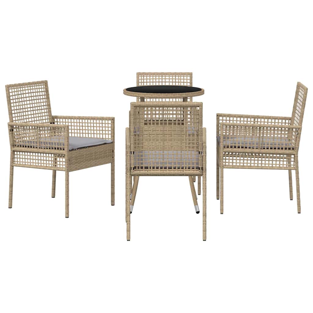 Set da Pranzo per Giardino 5 pcs Beige polyrattan | homemem39