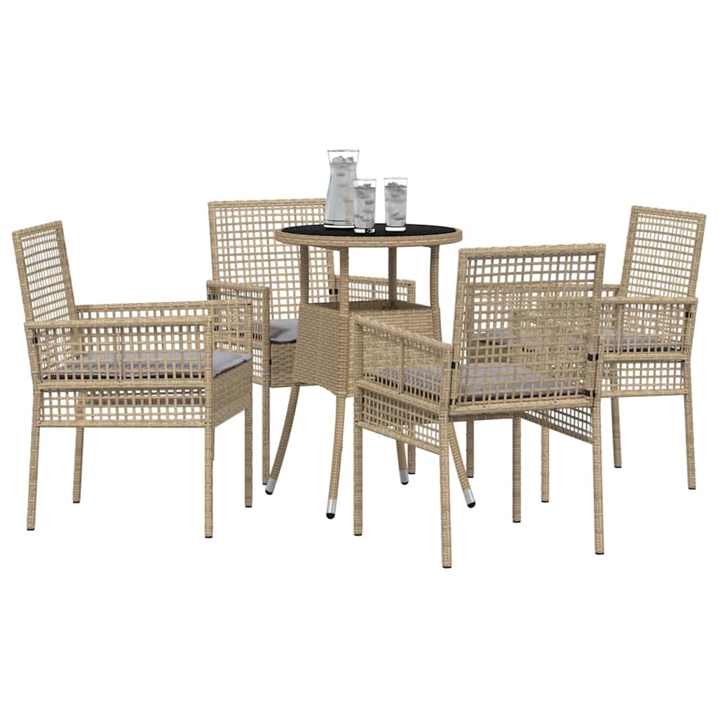 Set da Pranzo per Giardino 5 pcs Beige polyrattan | homemem39