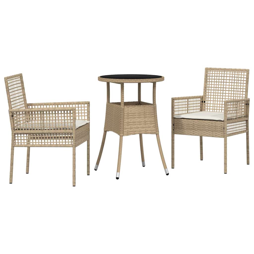 Set da Pranzo per Giardino 3 pcs Beige polyrattan | homemem39