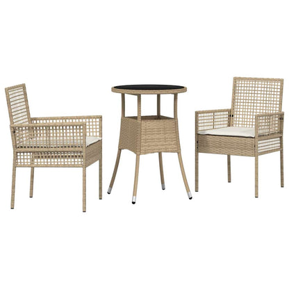 Set da Pranzo per Giardino 3 pcs Beige polyrattan | homemem39