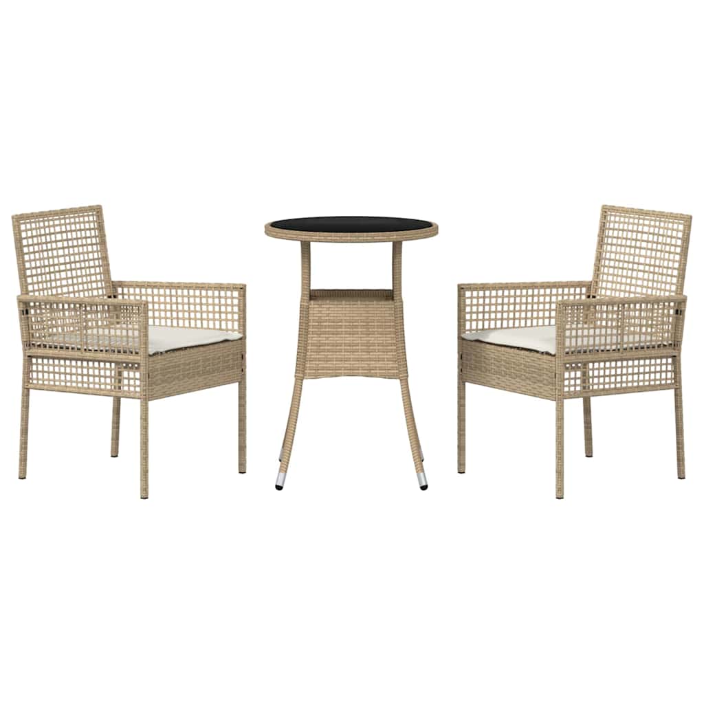 Set da Pranzo per Giardino 3 pcs Beige polyrattan | homemem39
