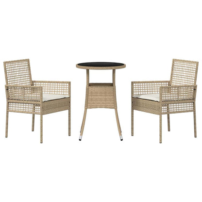 Set da Pranzo per Giardino 3 pcs Beige polyrattan | homemem39