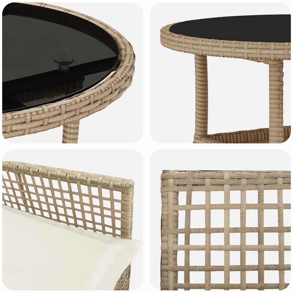Set da Pranzo per Giardino 5 pcs Beige polyrattan | homemem39