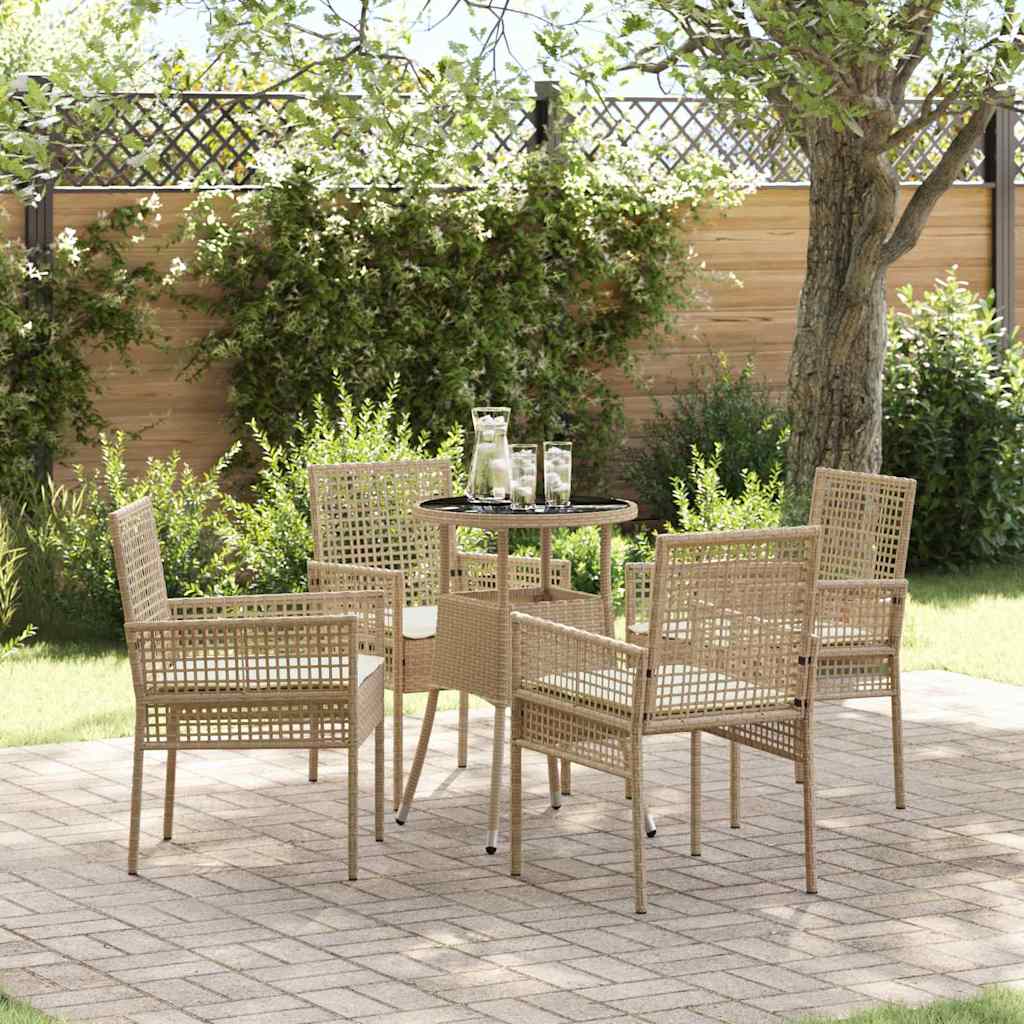 Set da Pranzo per Giardino 5 pcs Beige polyrattan | homemem39