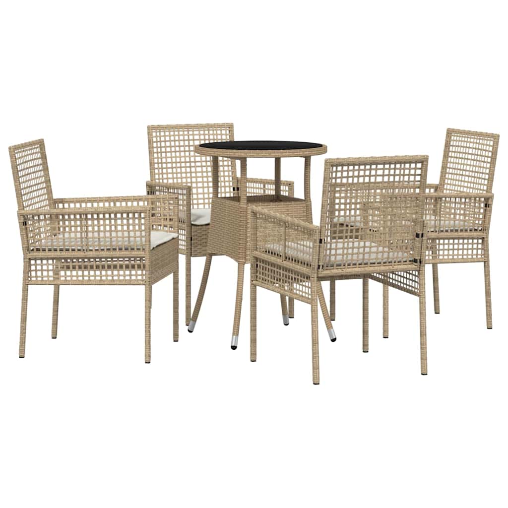 Set da Pranzo per Giardino 5 pcs Beige polyrattan | homemem39