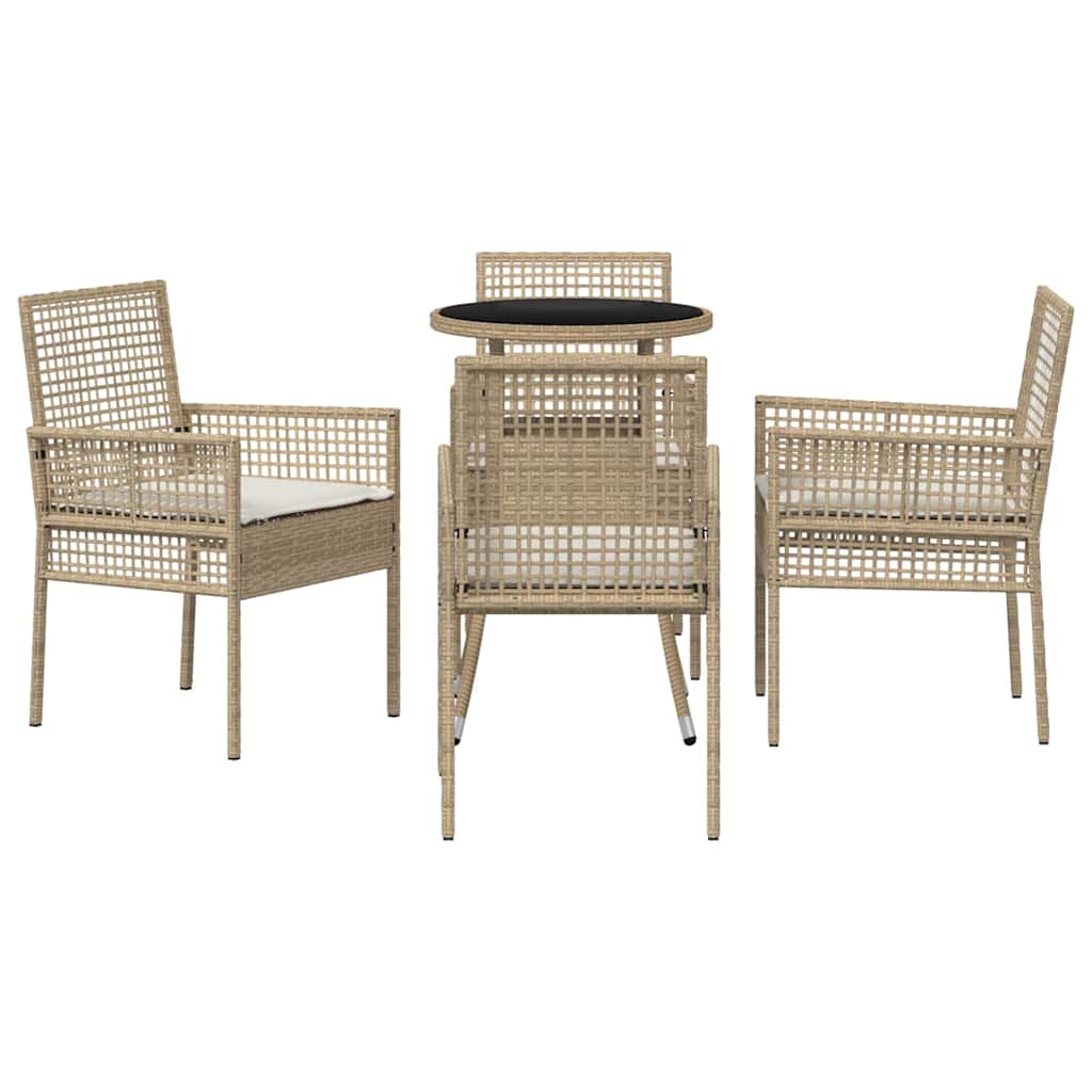 Set da Pranzo per Giardino 5 pcs Beige polyrattan | homemem39