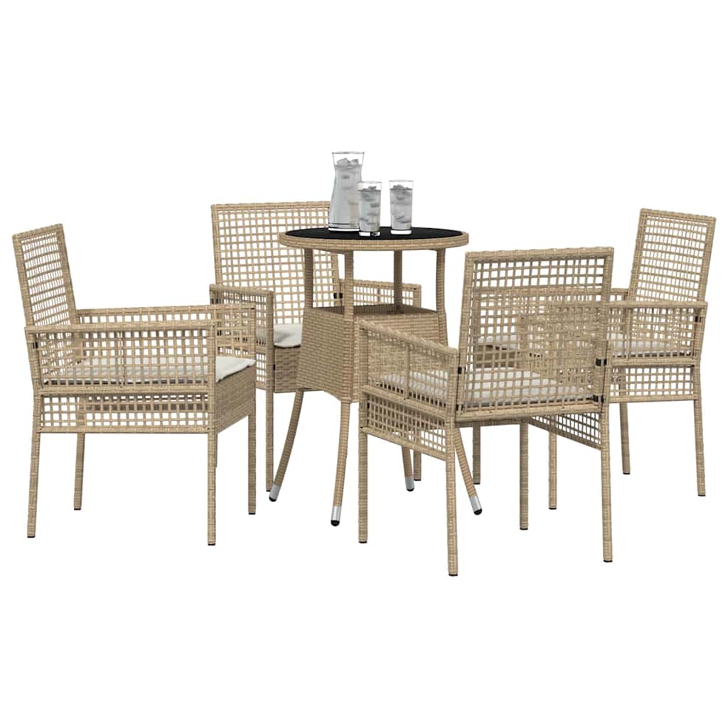 Set da Pranzo per Giardino 5 pcs Beige polyrattan | homemem39