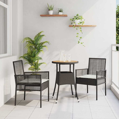 Set da Pranzo per Giardino 3 pcs Nero polyrattan | homemem39