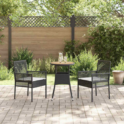 Set da Pranzo per Giardino 3 pcs Nero polyrattan | homemem39