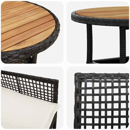 Set da Pranzo per Giardino 5 pcs Nero polyrattan | homemem39