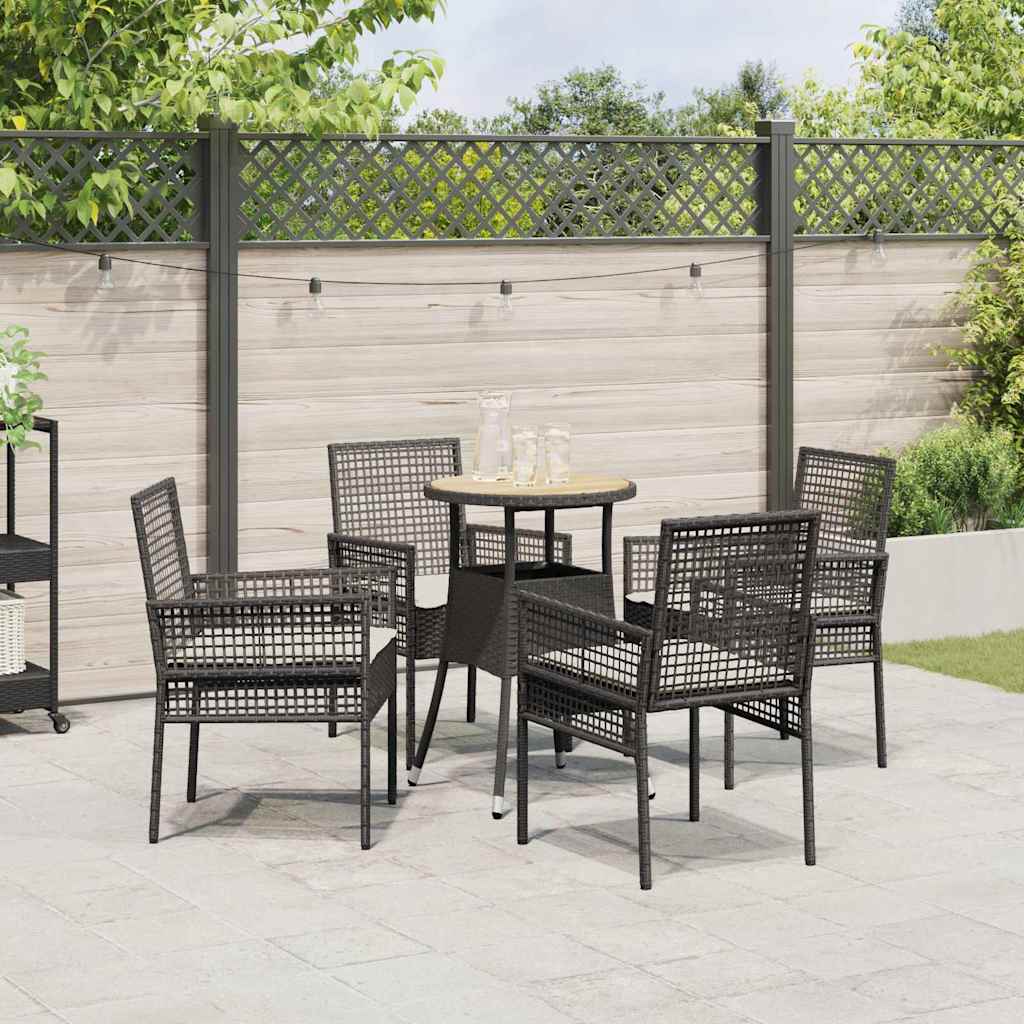 Set da Pranzo per Giardino 5 pcs Nero polyrattan | homemem39