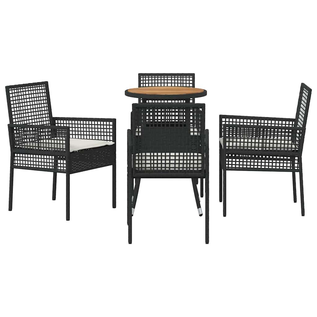 Set da Pranzo per Giardino 5 pcs Nero polyrattan | homemem39