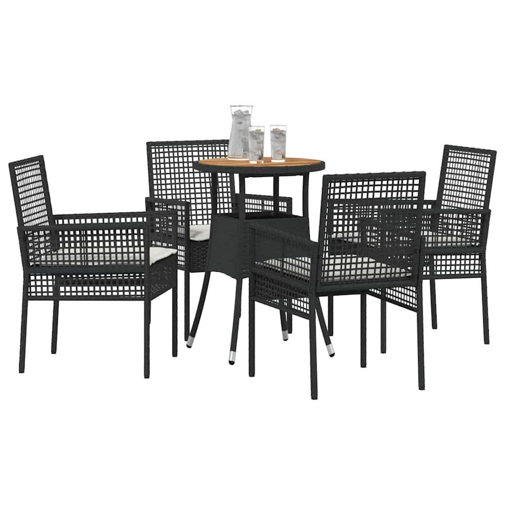 Set da Pranzo per Giardino 5 pcs Nero polyrattan | homemem39