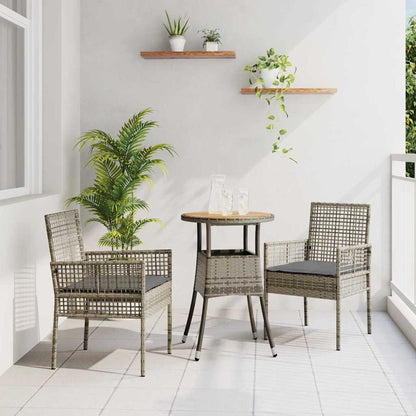 Set da Pranzo per Giardino 3 pcs Grigio polyrattan | homemem39