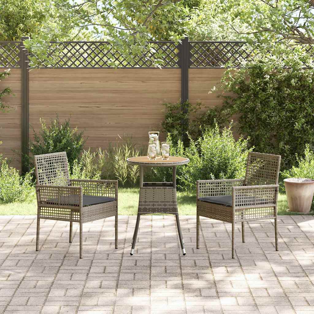 Set da Pranzo per Giardino 3 pcs Grigio polyrattan | homemem39
