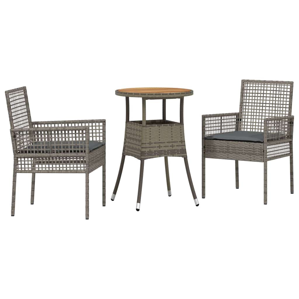 Set da Pranzo per Giardino 3 pcs Grigio polyrattan | homemem39
