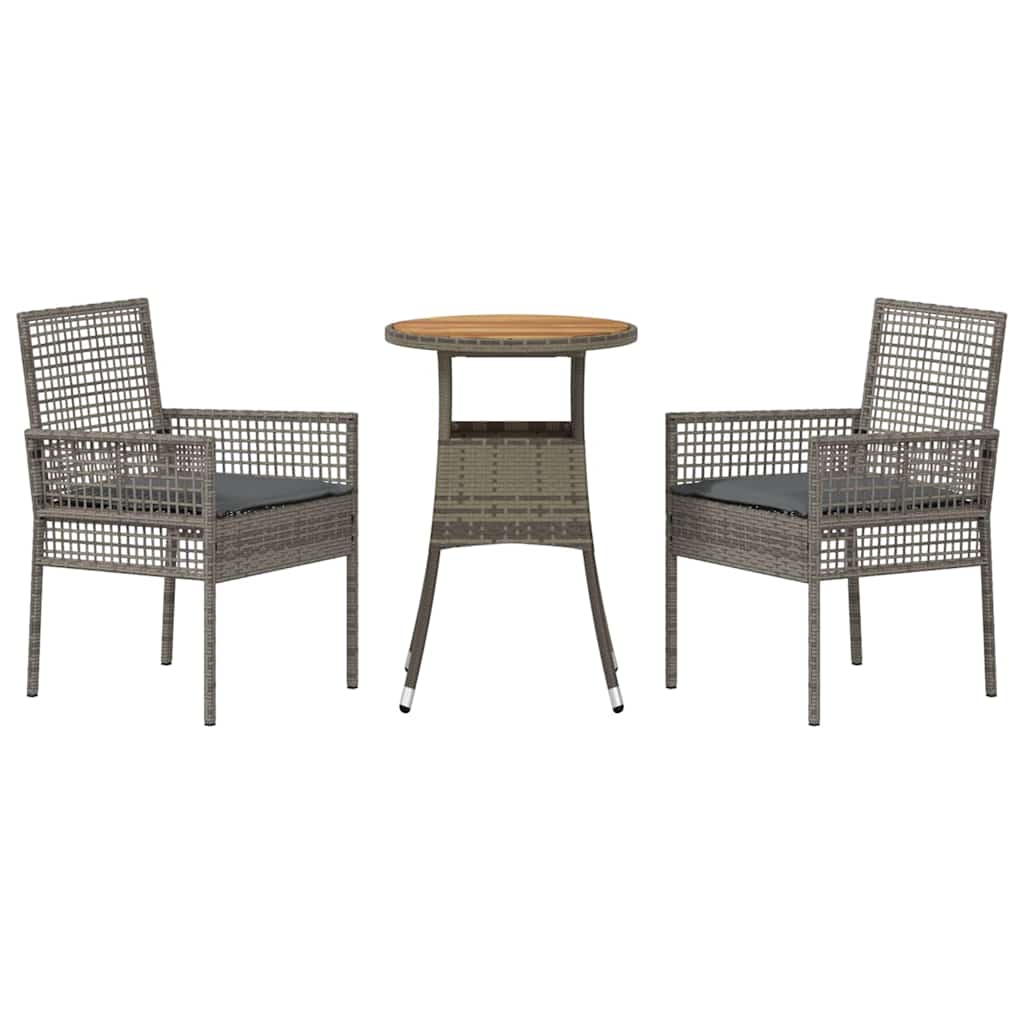 Set da Pranzo per Giardino 3 pcs Grigio polyrattan | homemem39
