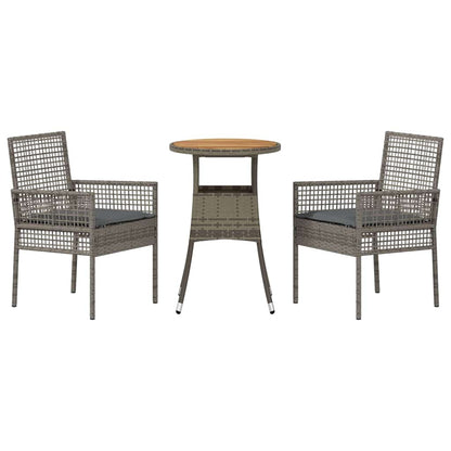 Set da Pranzo per Giardino 3 pcs Grigio polyrattan | homemem39