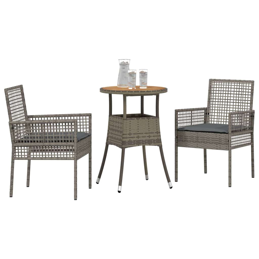 Set da Pranzo per Giardino 3 pcs Grigio polyrattan | homemem39
