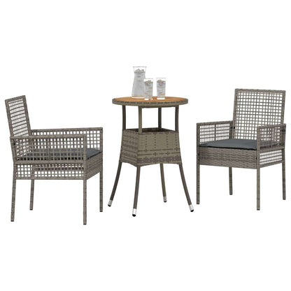 Set da Pranzo per Giardino 3 pcs Grigio polyrattan | homemem39