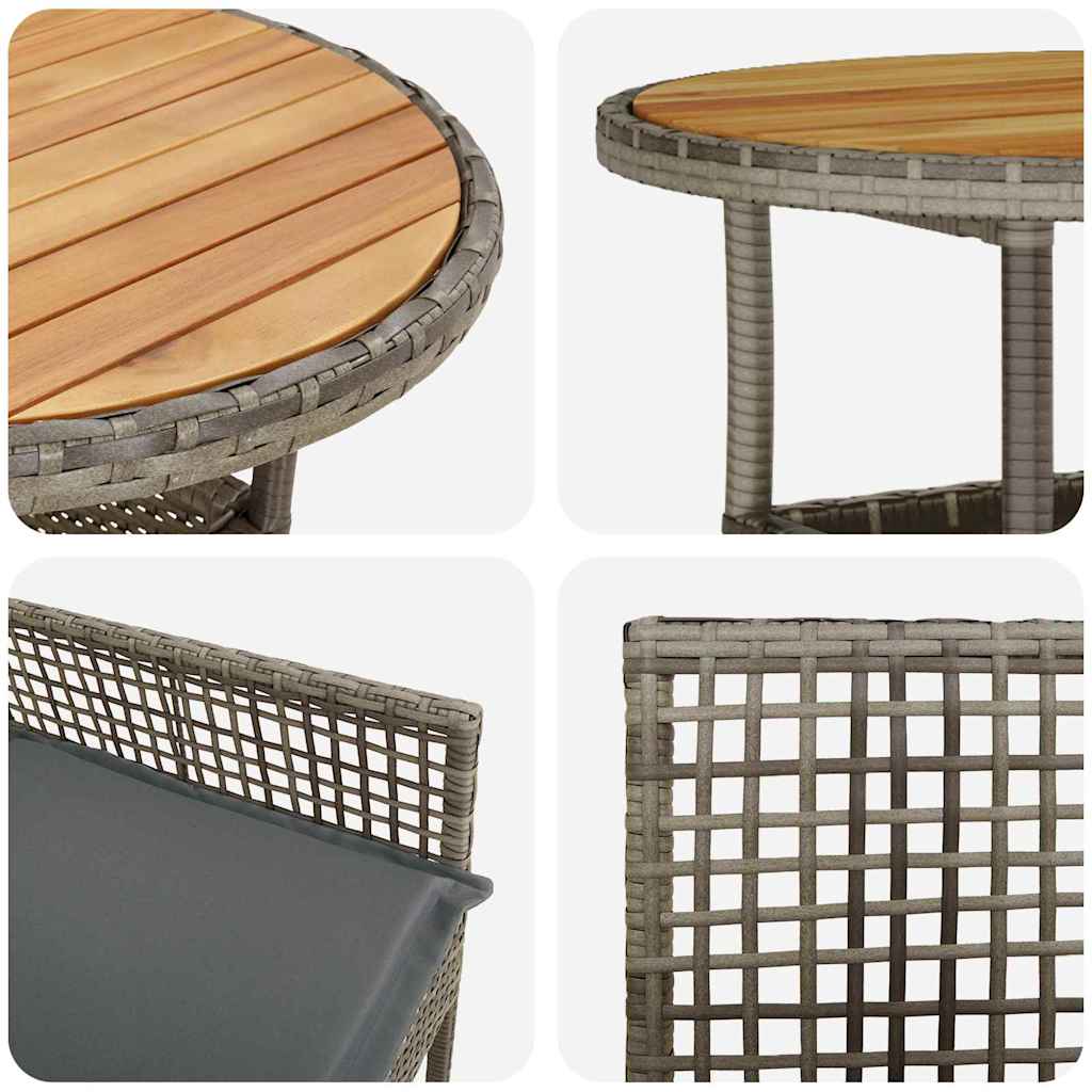 Set da Pranzo per Giardino 5 pcs Grigio polyrattan | homemem39