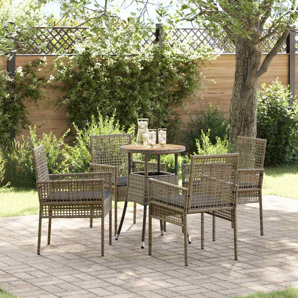 Set da Pranzo per Giardino 5 pcs Grigio polyrattan | homemem39