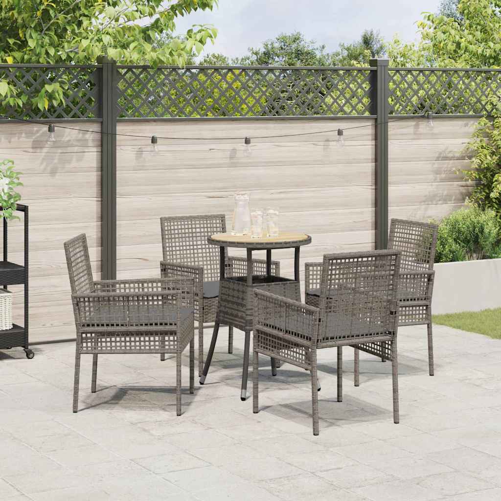 Set da Pranzo per Giardino 5 pcs Grigio polyrattan | homemem39
