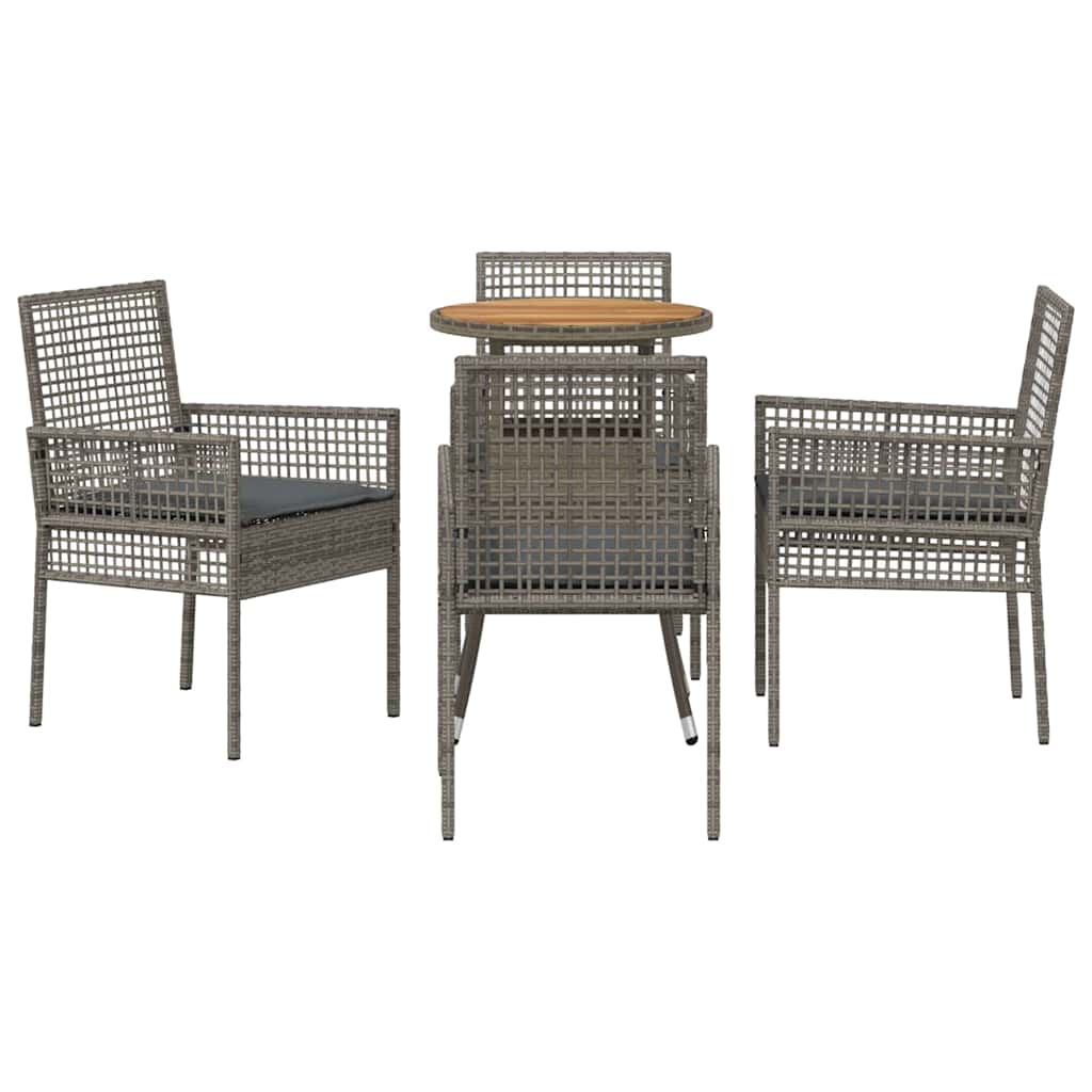 Set da Pranzo per Giardino 5 pcs Grigio polyrattan | homemem39