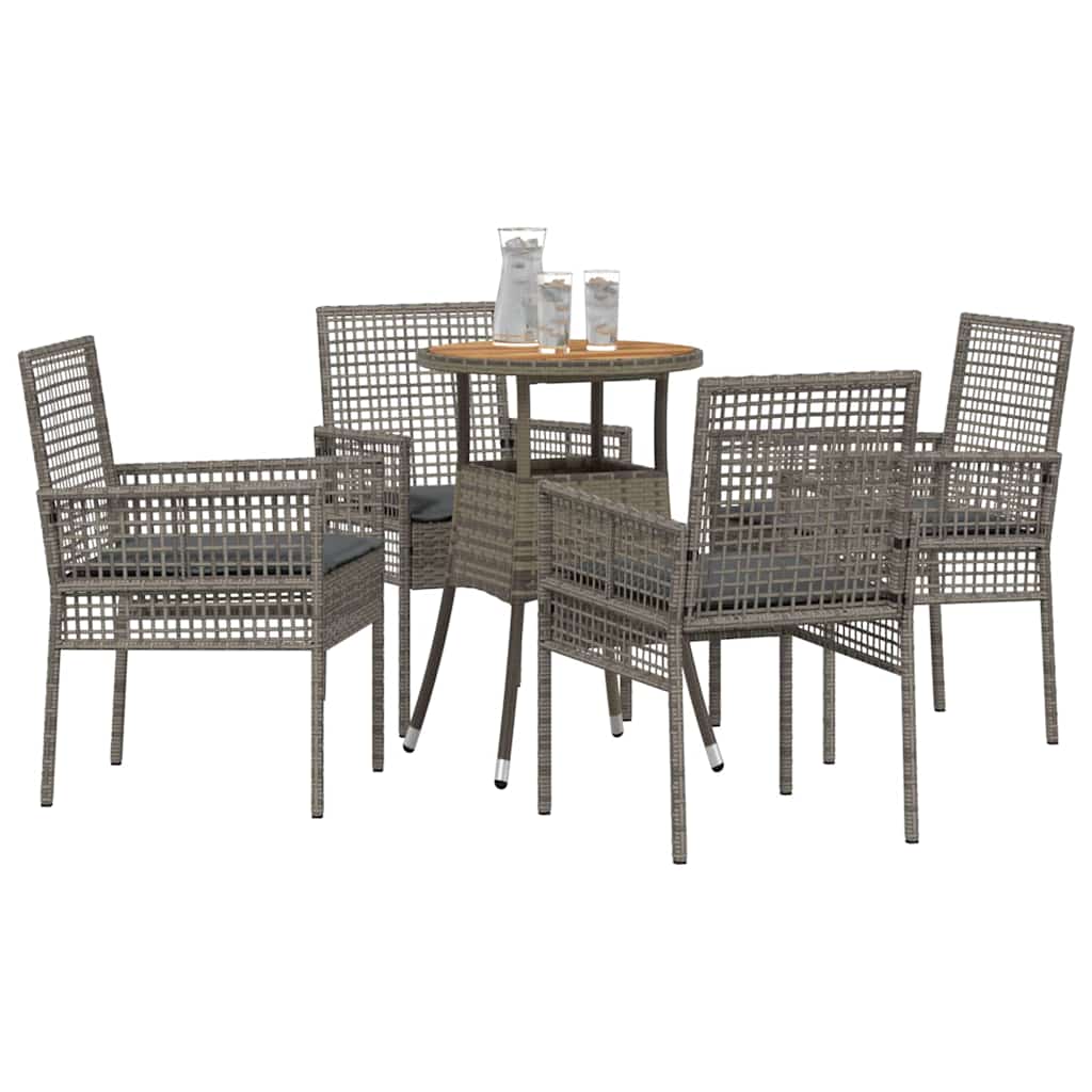Set da Pranzo per Giardino 5 pcs Grigio polyrattan