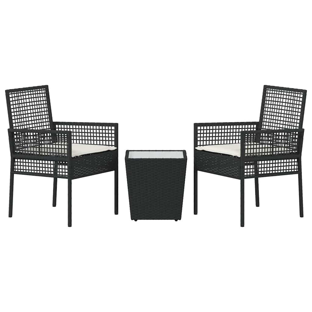 Set Bistro da Giardino 3 pz Nero polyrattan | homemem39