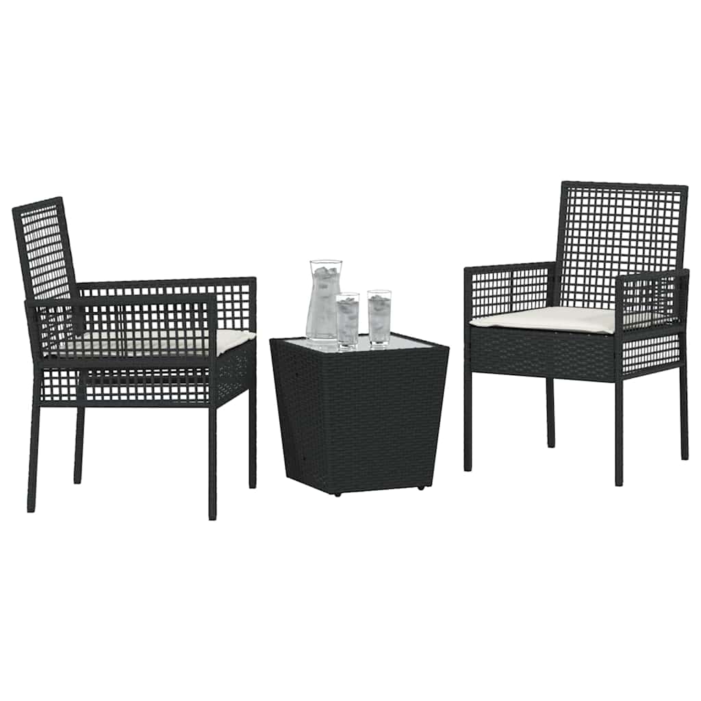 Set Bistro da Giardino 3 pz Nero polyrattan | homemem39